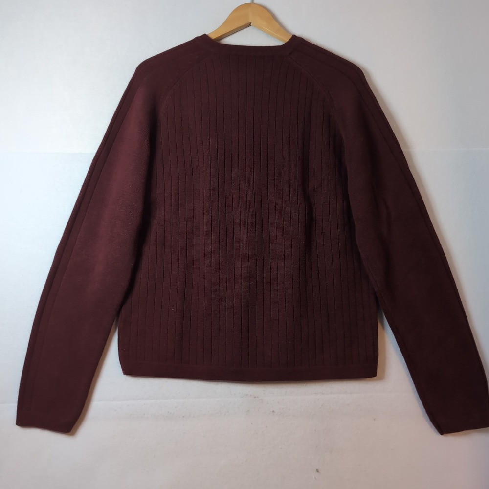 Abercrombie & Fitch Mens Large Burgundy Ribbed Crewneck Sweater A+F 92 Patch